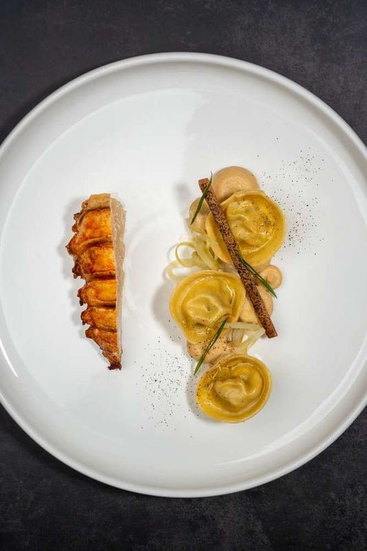 Langouste confite, capelletti farcie